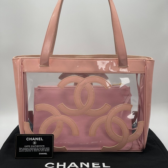 Chanel Vinyl Triple CC Clear Plastic PVC Transparent See-through Coco Tote Bag - Picture 2 of 16
